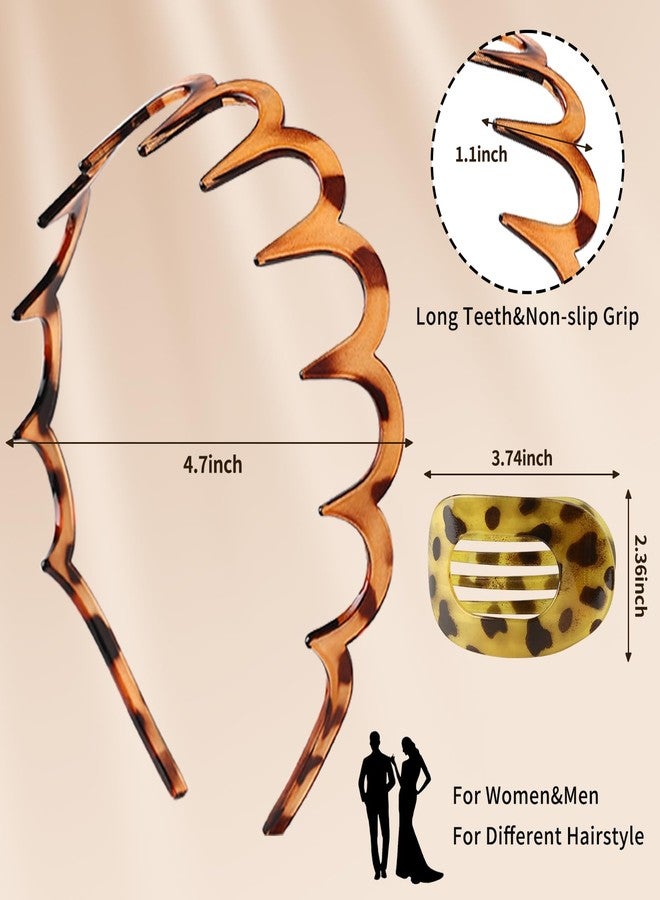 Fvbber Zig Zag Headbands with Teeth, High Cranium Head Bands for Women, 5-Pack Wavy Teeth Comb Headband Hair Accessories for Daily Styling (Include 1 Hair Clip) - Image 2